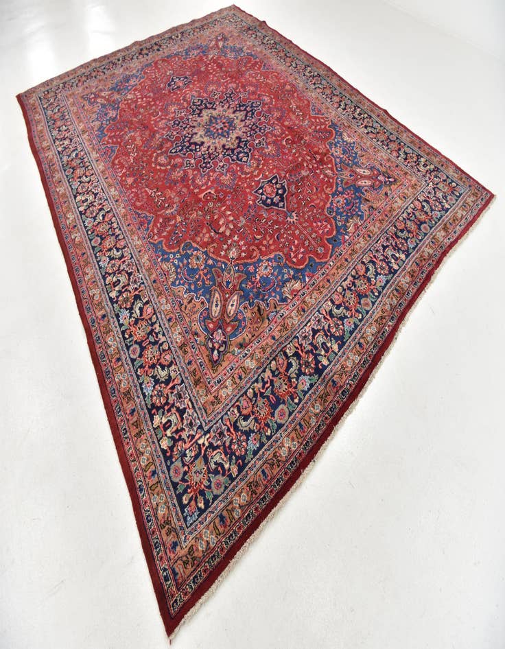 Detail image of  9' 9 x 12' 7  Hand Knotted Mashad Persian Wool Rug