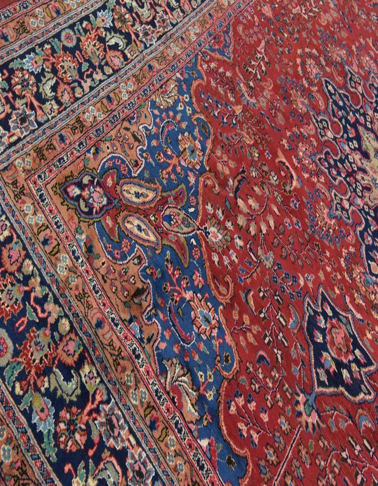 Detail image of  9' 9 x 12' 7  Hand Knotted Mashad Persian Wool Rug