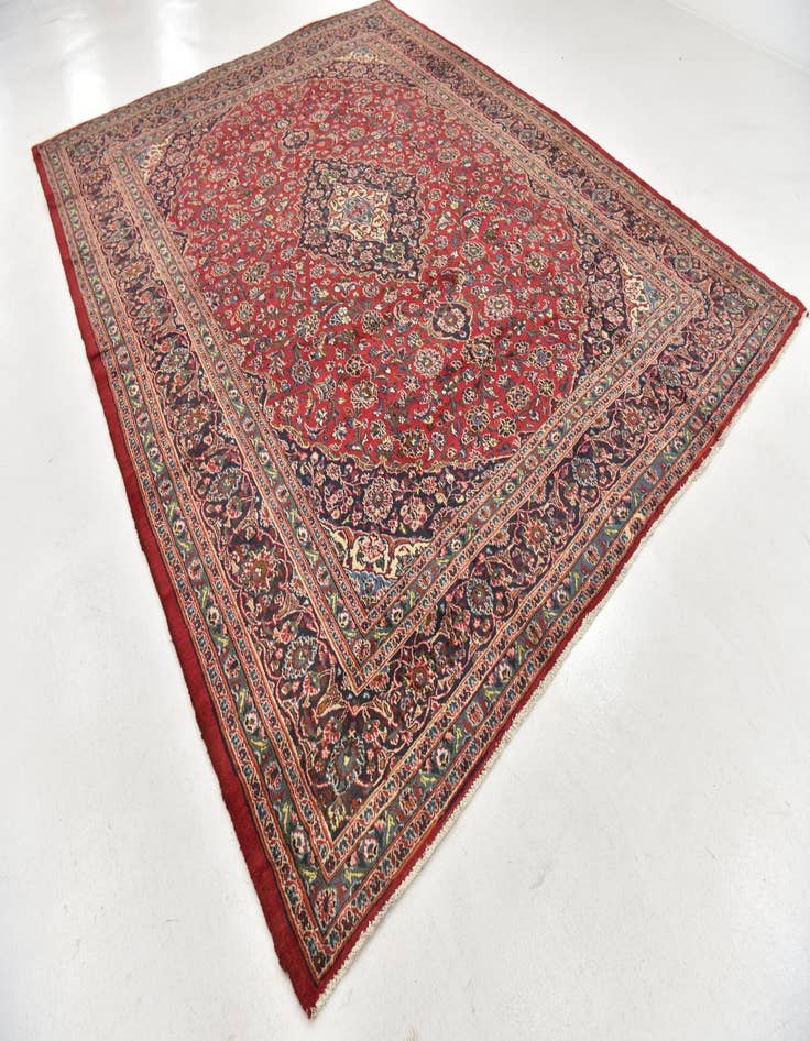 Detail image of  9' 9 x 12' 4  Hand Knotted Mashad Persian Wool Rug