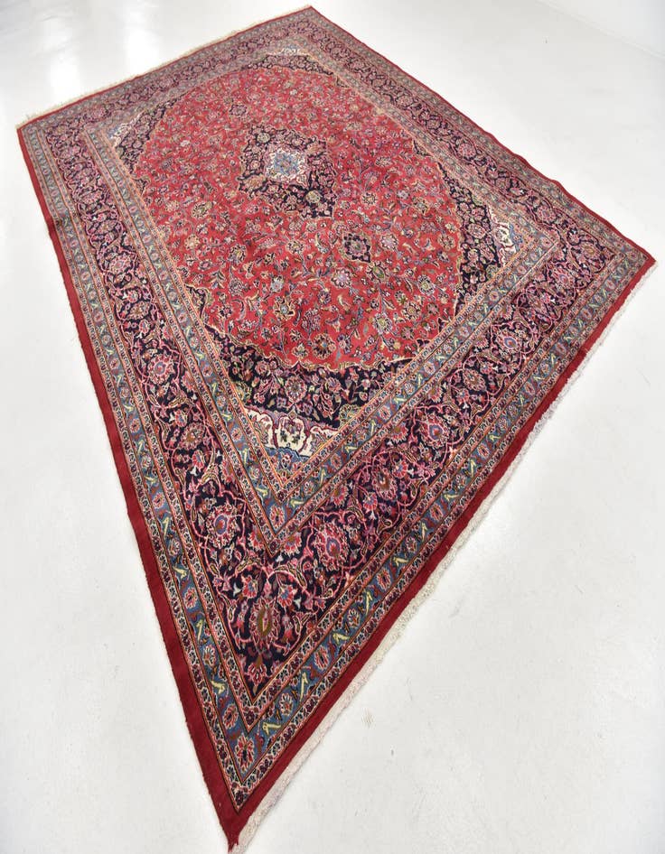 Detail image of  9' 8 x 12' 7  Hand Knotted Mashad Persian Wool Rug