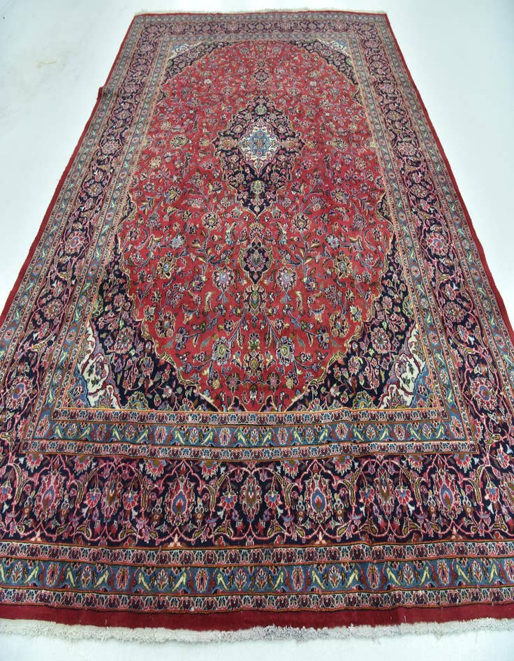 Detail image of  9' 8 x 12' 7  Hand Knotted Mashad Persian Wool Rug