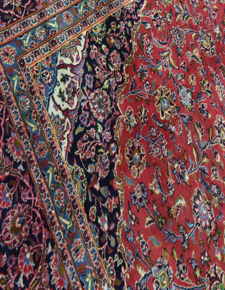 Detail image of  9' 8 x 12' 7  Hand Knotted Mashad Persian Wool Rug