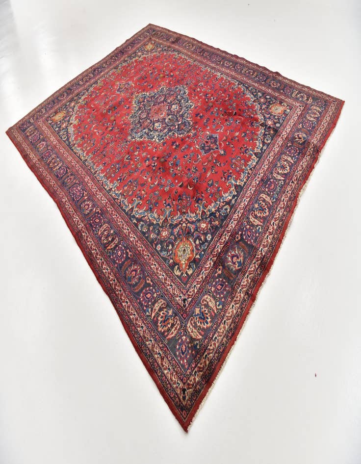 Detail image of  9' 10 x 12' 7  Hand Knotted Mashad Persian Wool Rug