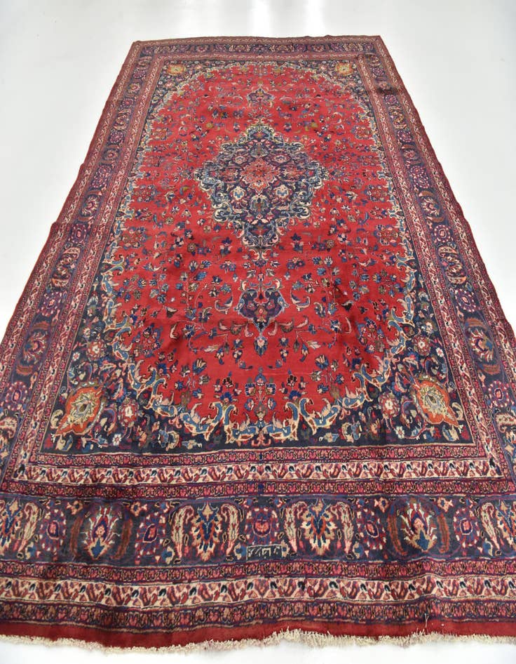 Detail image of  9' 10 x 12' 7  Hand Knotted Mashad Persian Wool Rug