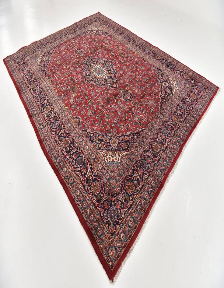 Detail image of  9' 9 x 12' 6  Hand Knotted Mashad Persian Wool Rug