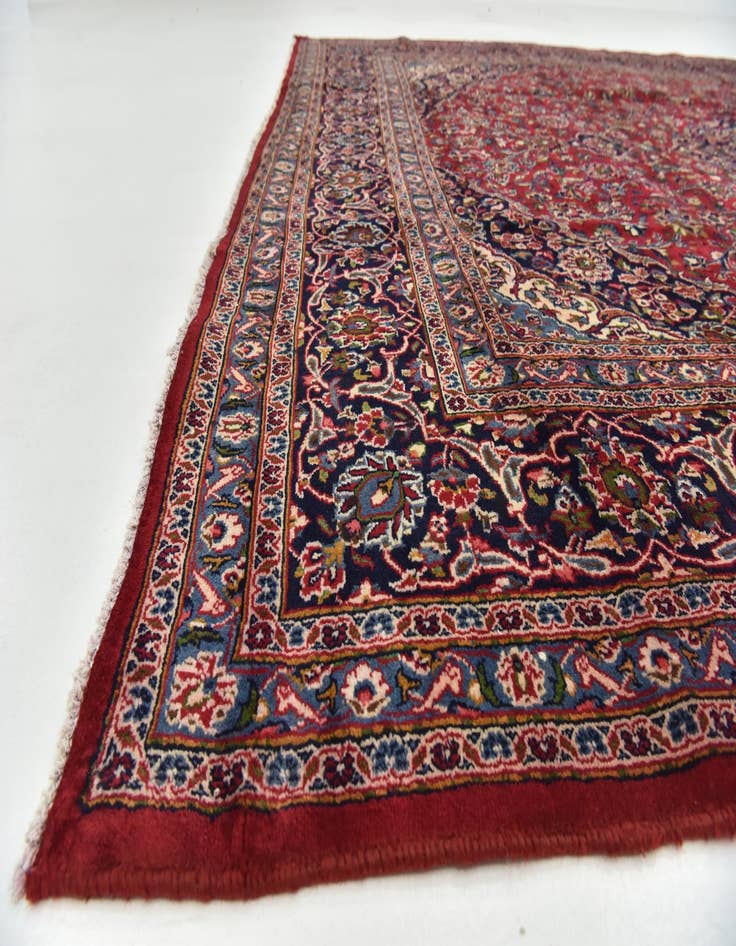 Detail image of  9' 9 x 12' 6  Hand Knotted Mashad Persian Wool Rug