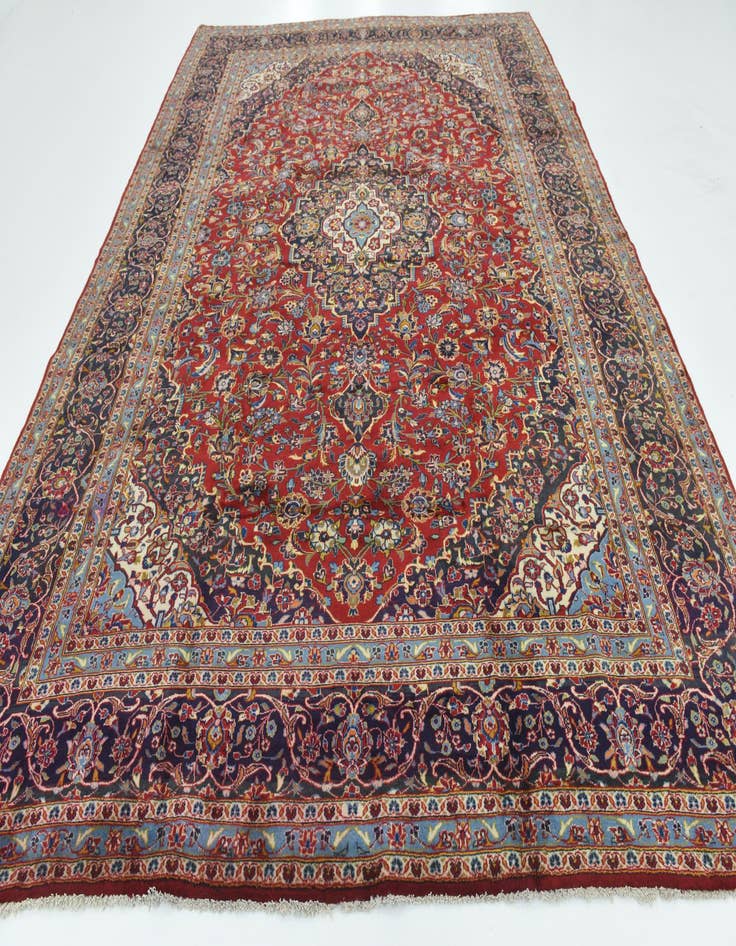 Detail image of  9' 8 x 13'  Hand Knotted Mashad Persian Wool Rug