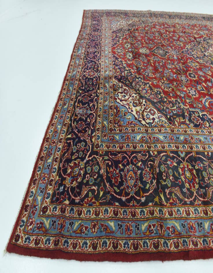 Detail image of  9' 8 x 13'  Hand Knotted Mashad Persian Wool Rug