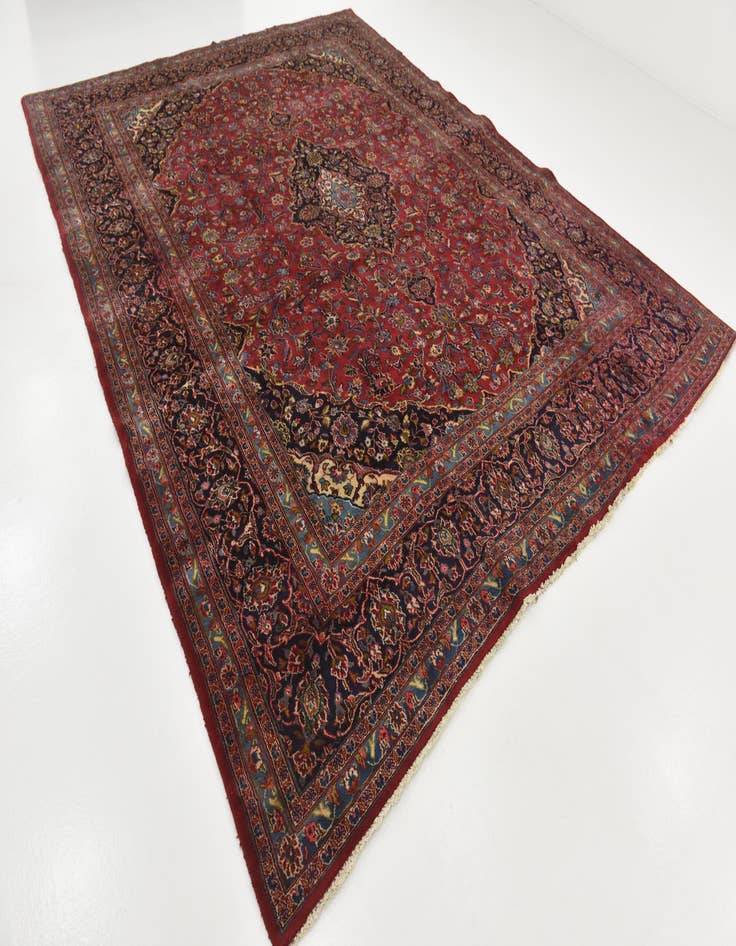 Detail image of  9' 9 x 12' 5  Hand Knotted Mashad Persian Wool Rug