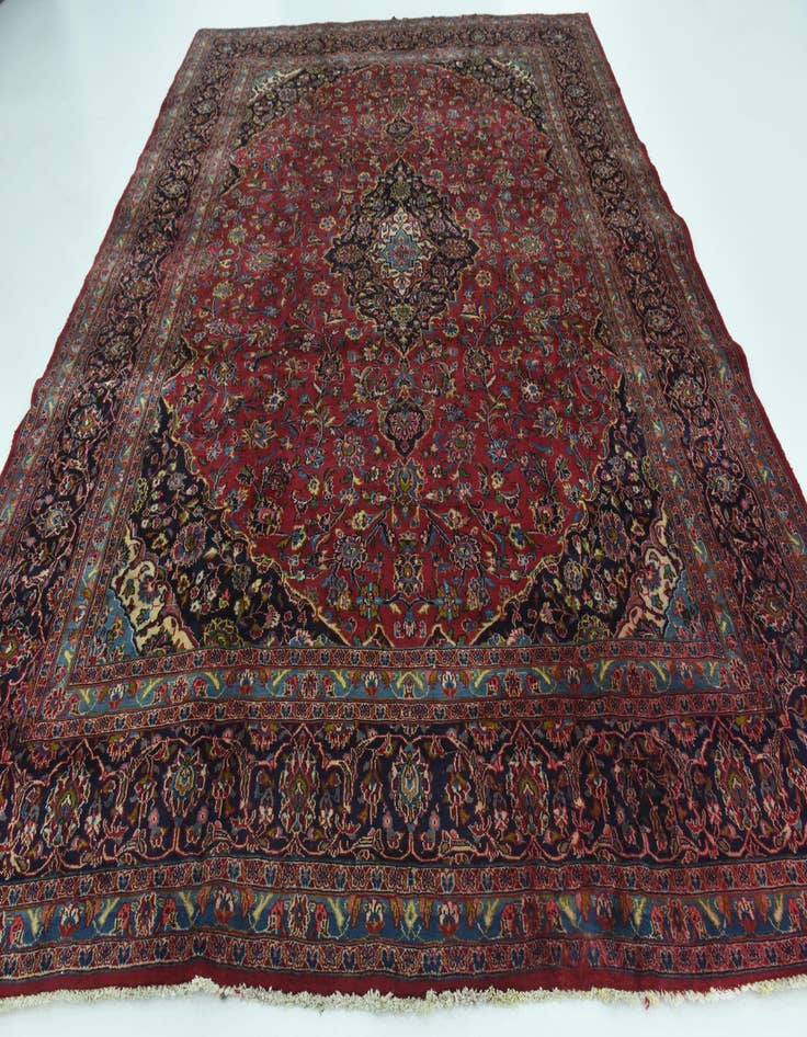 Detail image of  9' 9 x 12' 5  Hand Knotted Mashad Persian Wool Rug