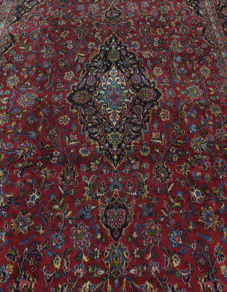Detail image of  9' 9 x 12' 5  Hand Knotted Mashad Persian Wool Rug