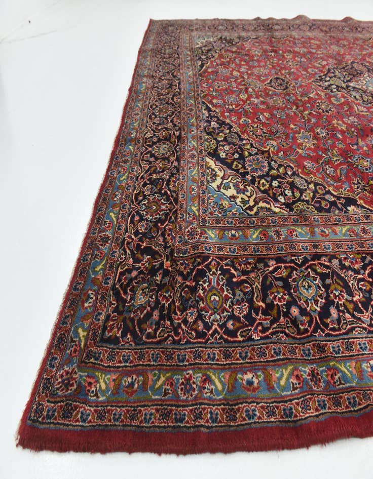 Detail image of  9' 9 x 12' 5  Hand Knotted Mashad Persian Wool Rug