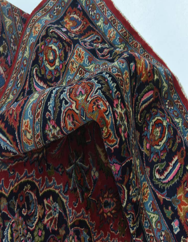 Detail image of  9' 6 x 12' 7  Hand Knotted Mashad Persian Wool Rug