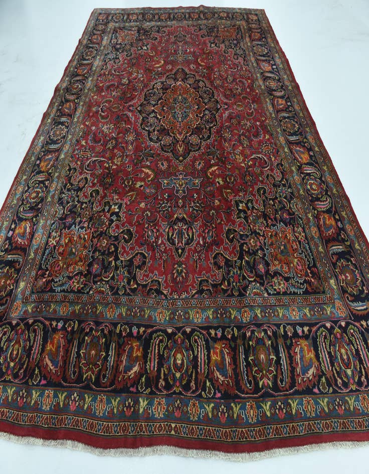 Detail image of  9' 6 x 12' 7  Hand Knotted Mashad Persian Wool Rug