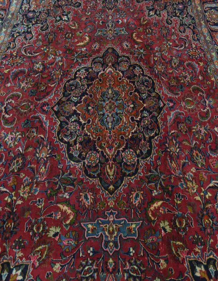 Detail image of  9' 6 x 12' 7  Hand Knotted Mashad Persian Wool Rug