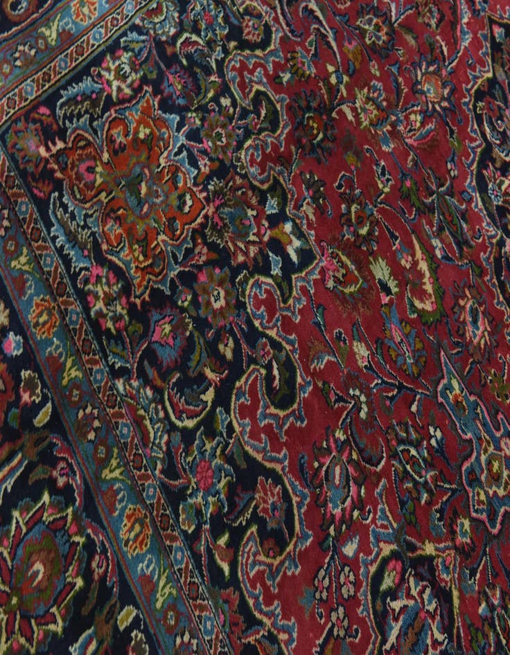 Detail image of  9' 6 x 12' 7  Hand Knotted Mashad Persian Wool Rug