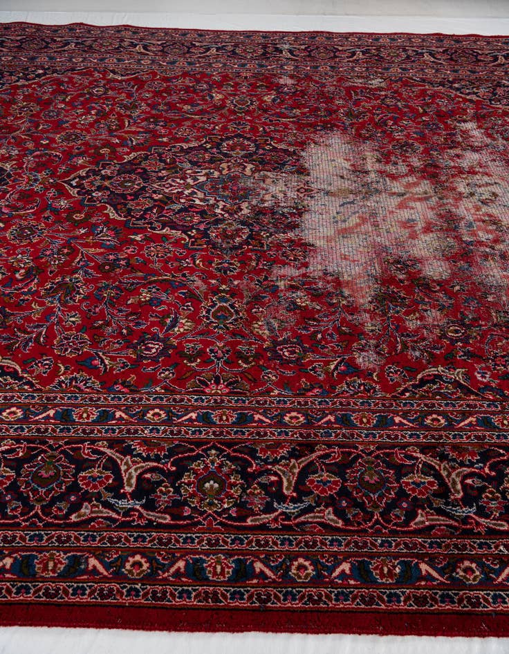 Detail image of  9' 10 x 13'  Hand Knotted Mashad Persian Wool Rug