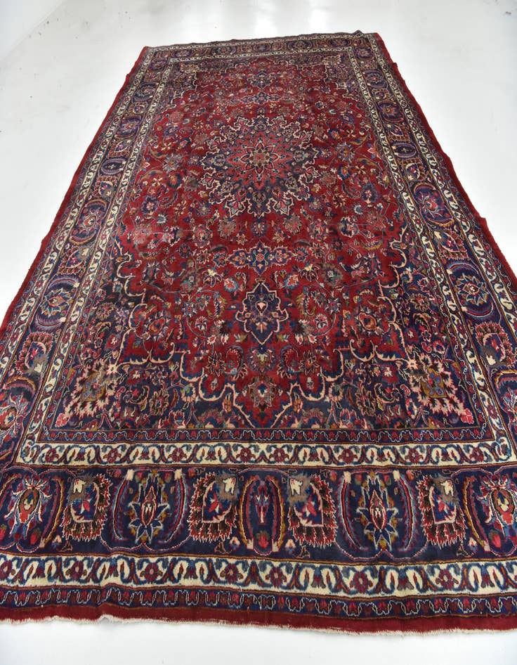 Detail image of  9' 7 x 13'  Hand Knotted Mashad Persian Wool Rug