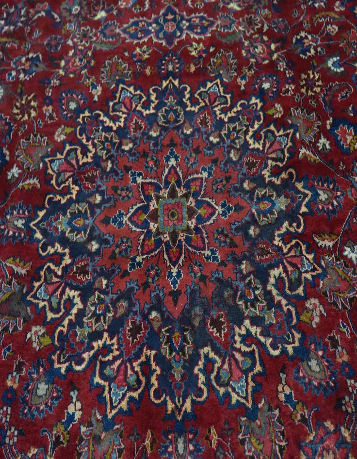 Detail image of  9' 7 x 13'  Hand Knotted Mashad Persian Wool Rug