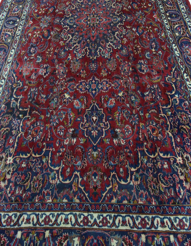 Detail image of  9' 7 x 13'  Hand Knotted Mashad Persian Wool Rug