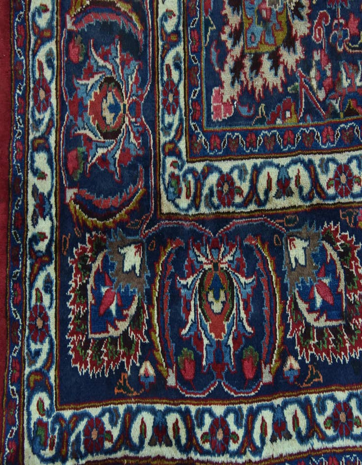 Detail image of  9' 7 x 13'  Hand Knotted Mashad Persian Wool Rug