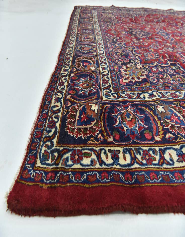 Detail image of  9' 7 x 13'  Hand Knotted Mashad Persian Wool Rug