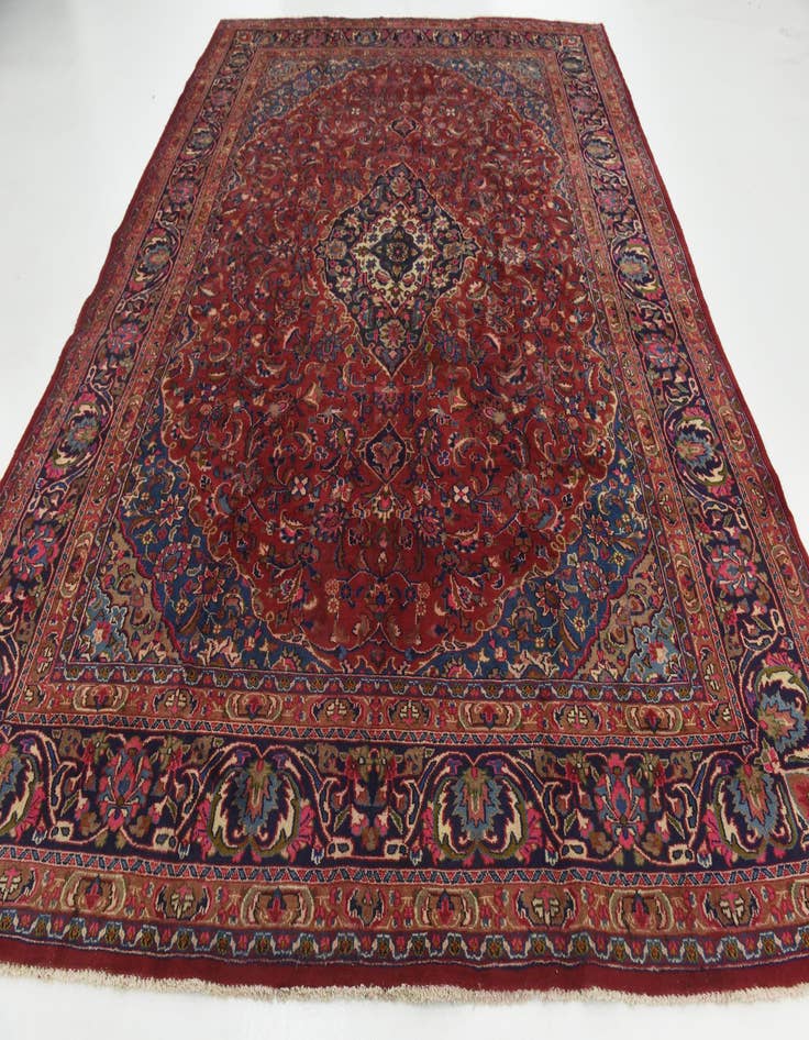 Detail image of  9' 9 x 12' 9  Hand Knotted Mashad Persian Wool Rug