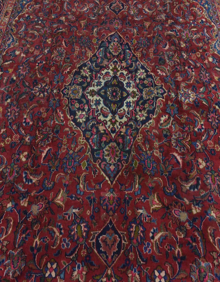Detail image of  9' 9 x 12' 9  Hand Knotted Mashad Persian Wool Rug