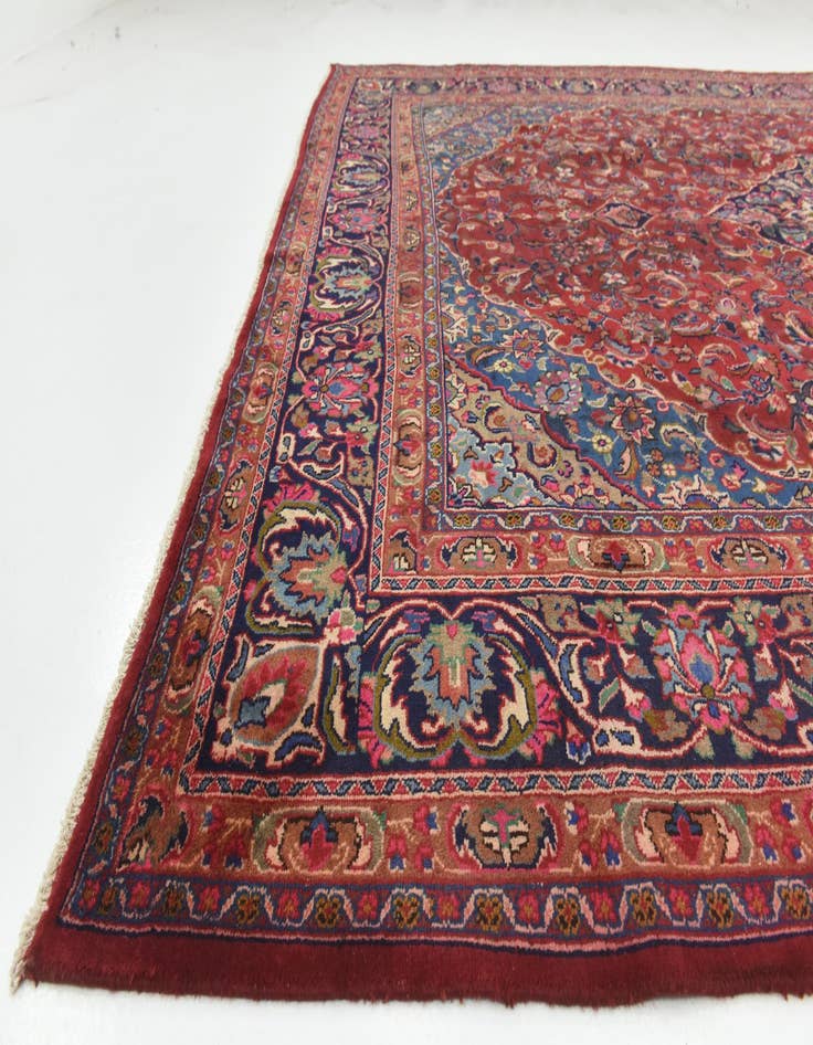 Detail image of  9' 9 x 12' 9  Hand Knotted Mashad Persian Wool Rug