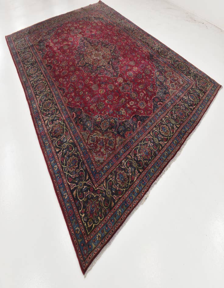 Detail image of  9' 7 x 12' 10  Hand Knotted Mashad Persian Wool Rug