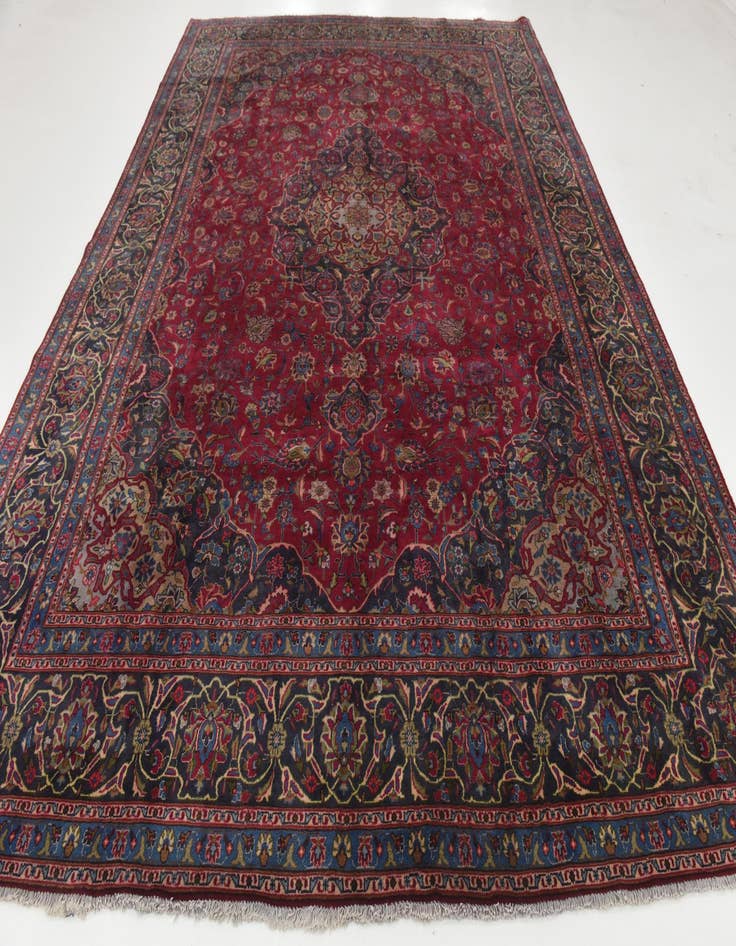 Detail image of  9' 7 x 12' 10  Hand Knotted Mashad Persian Wool Rug