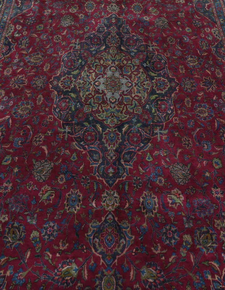 Detail image of  9' 7 x 12' 10  Hand Knotted Mashad Persian Wool Rug