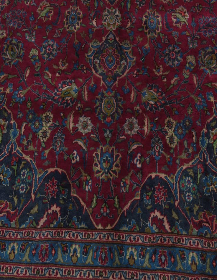 Detail image of  9' 7 x 12' 10  Hand Knotted Mashad Persian Wool Rug