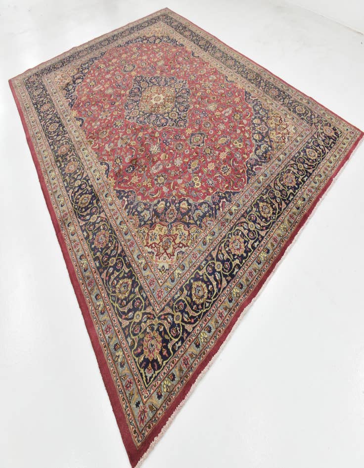 Detail image of  9' 8 x 12' 10  Hand Knotted Mashad Persian Wool Rug