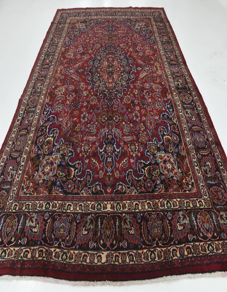 Detail image of  9' 6 x 13'  Hand Knotted Mashad Persian Wool Rug