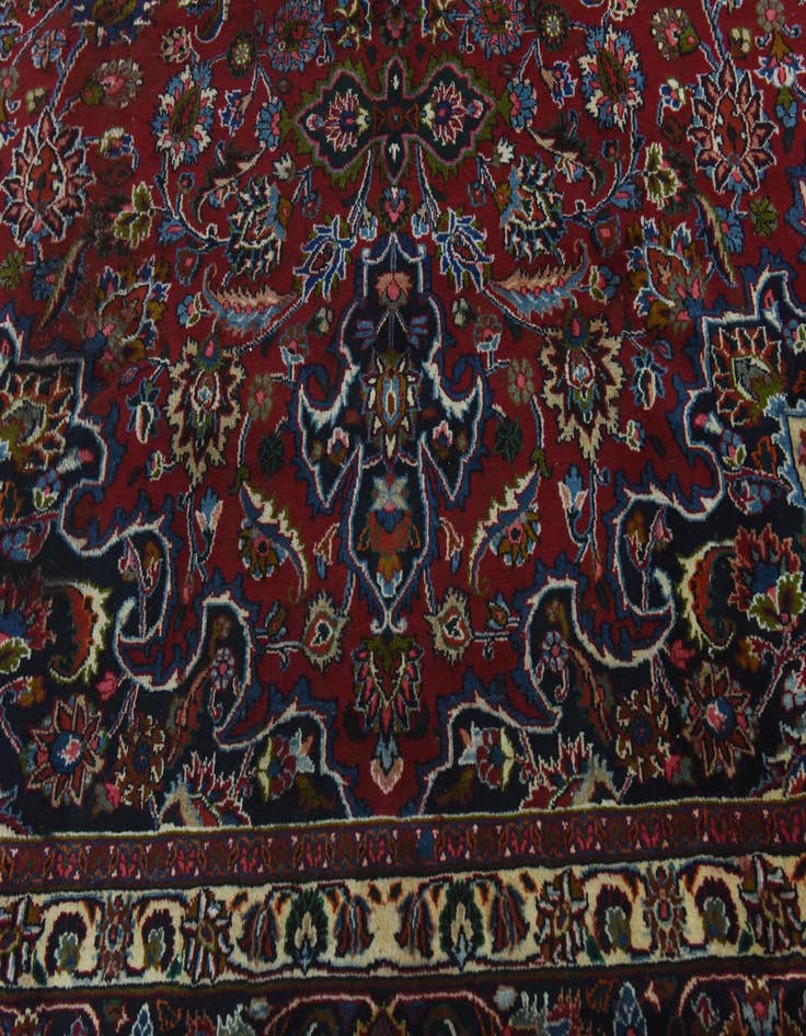 Detail image of  9' 6 x 13'  Hand Knotted Mashad Persian Wool Rug