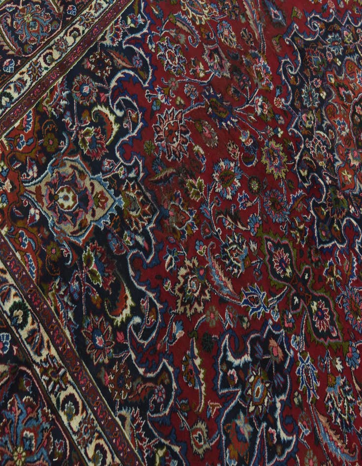 Detail image of  9' 6 x 13'  Hand Knotted Mashad Persian Wool Rug