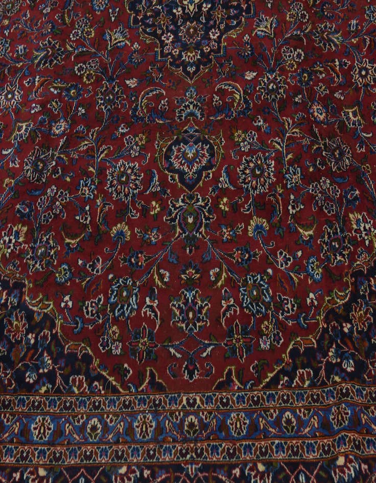 Detail image of  9' 9 x 12' 9  Hand Knotted Mashad Persian Wool Rug