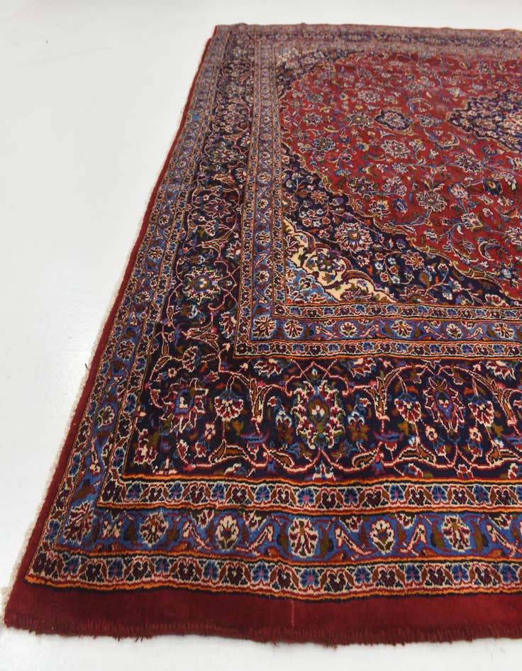 Detail image of  9' 9 x 12' 9  Hand Knotted Mashad Persian Wool Rug