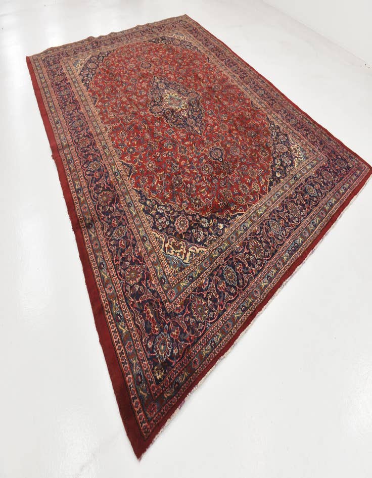 Detail image of  9' 10 x 12' 7  Hand Knotted Mashad Persian Wool Rug