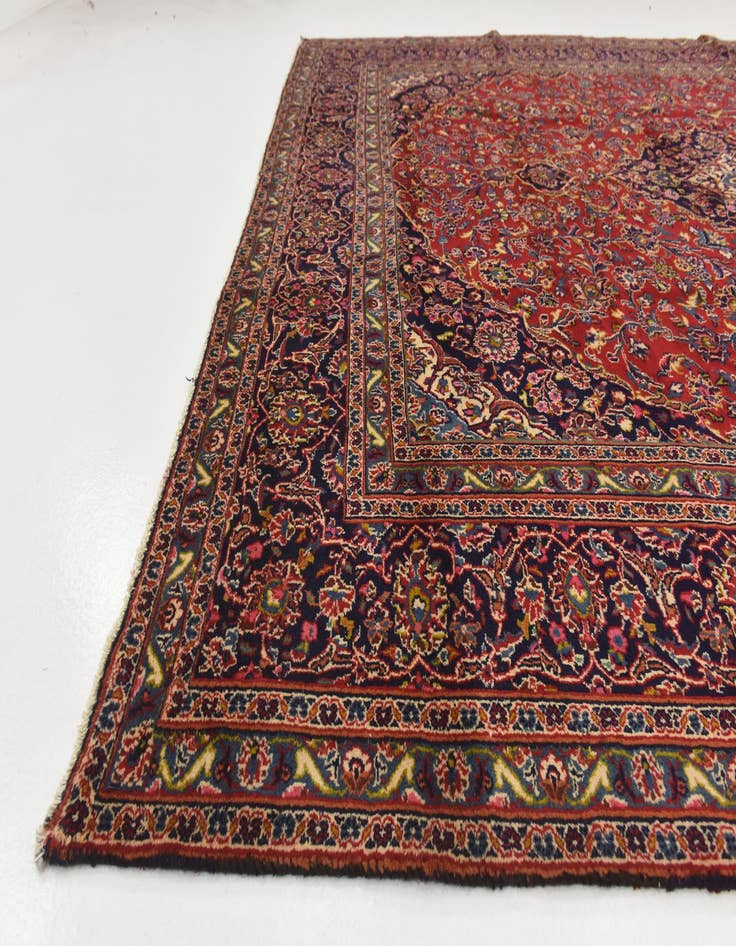 Detail image of  9' 9 x 12' 9  Hand Knotted Mashad Persian Wool Rug