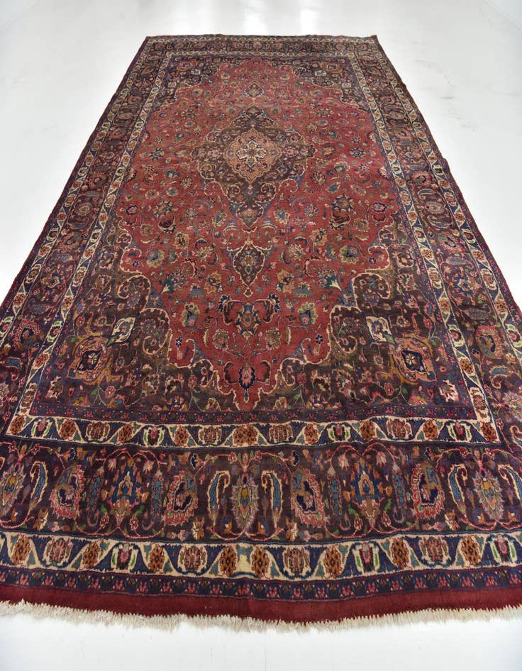 Detail image of  9' 7 x 13'  Hand Knotted Mashad Persian Wool Rug