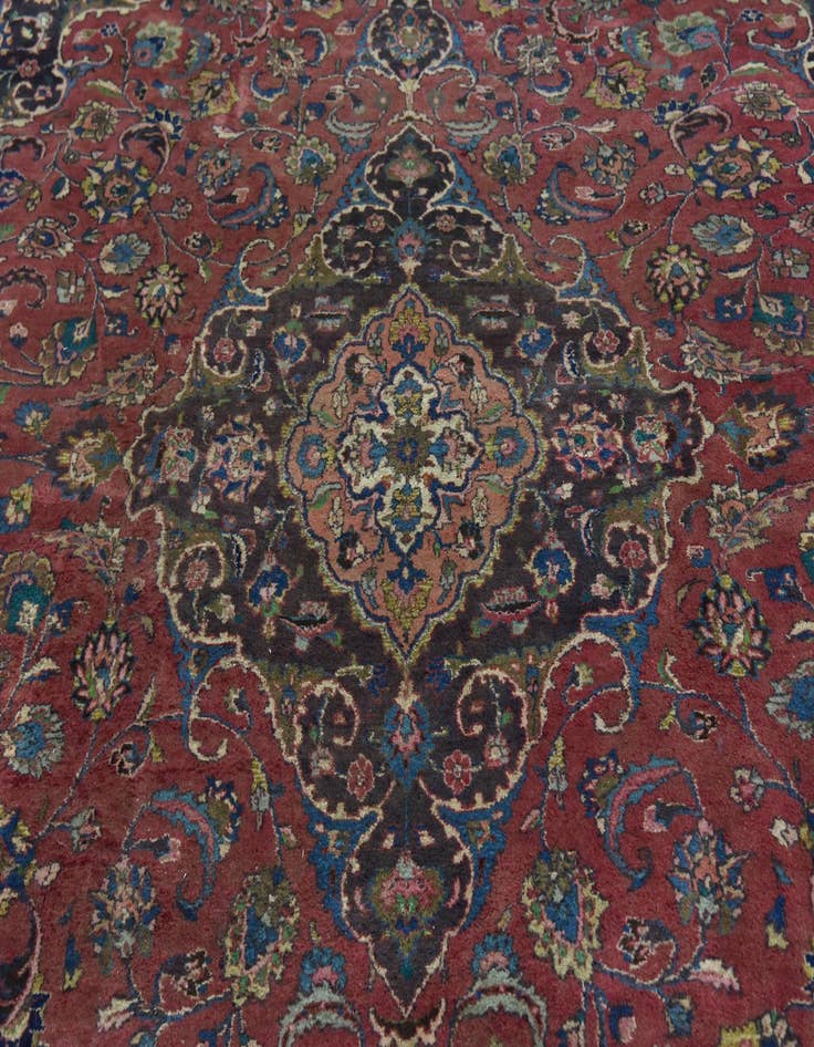 Detail image of  9' 7 x 13'  Hand Knotted Mashad Persian Wool Rug