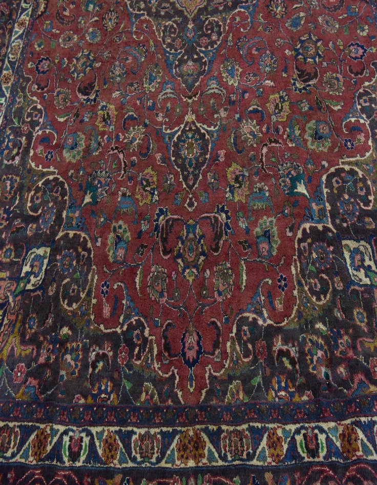 Detail image of  9' 7 x 13'  Hand Knotted Mashad Persian Wool Rug