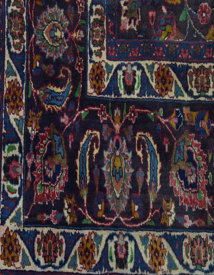 Detail image of  9' 7 x 13'  Hand Knotted Mashad Persian Wool Rug
