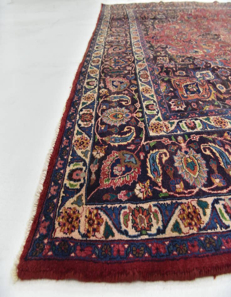 Detail image of  9' 7 x 13'  Hand Knotted Mashad Persian Wool Rug