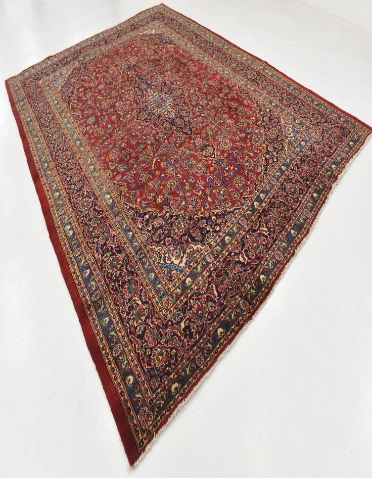 Detail image of 9' 9 x 13' 4 Hand Knotted Mashad Persian Wool Rug