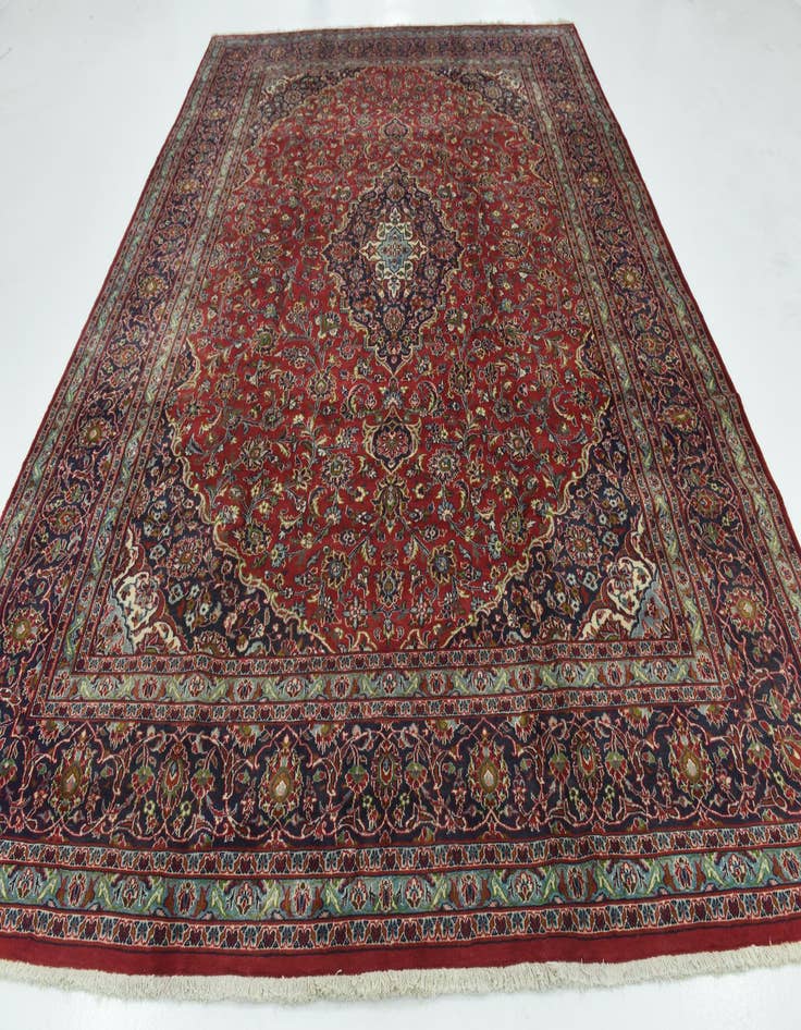 Detail image of  9' 6 x 12' 10  Hand Knotted Mashad Persian Wool Rug