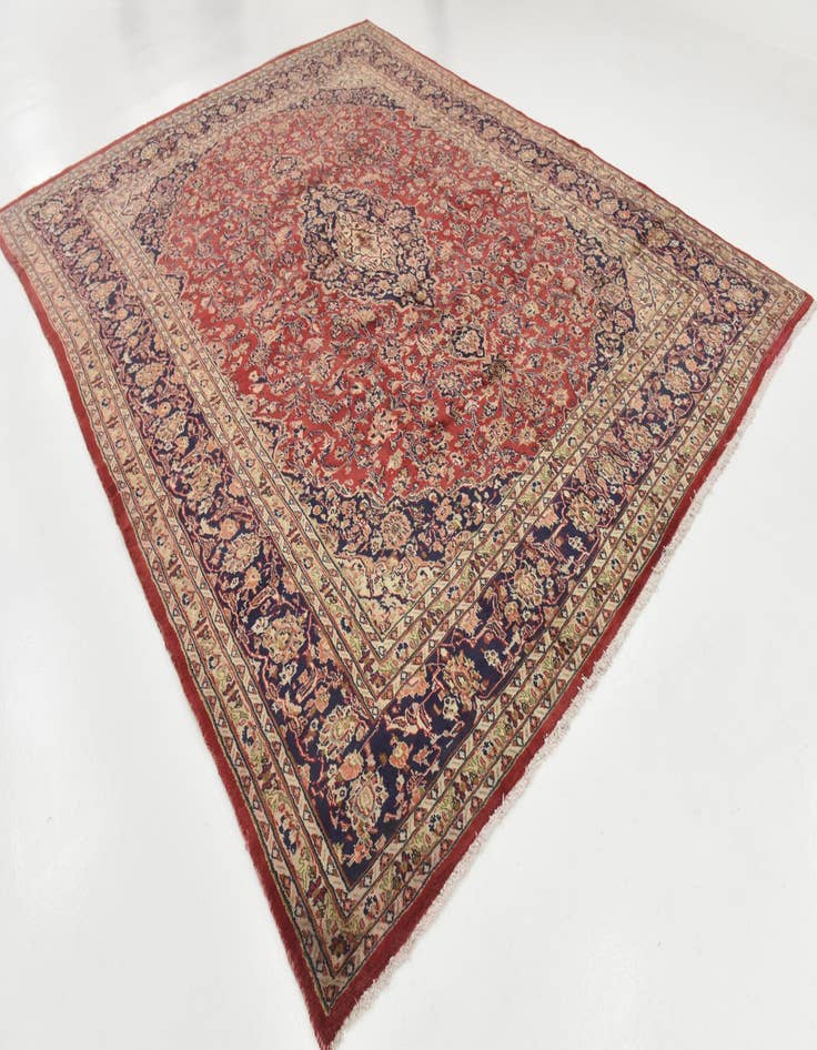 Detail image of  9' 8 x 12' 6  Hand Knotted Mashad Persian Wool Rug