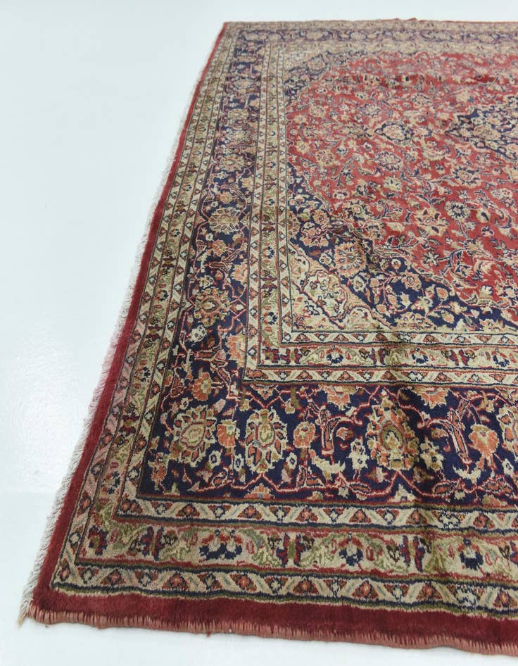 Detail image of  9' 8 x 12' 6  Hand Knotted Mashad Persian Wool Rug